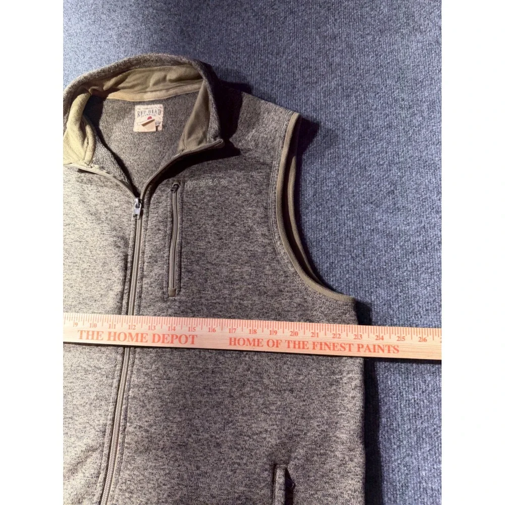 RedHead Fleece Vest Mens Large Green Excellent Full Zip Sweater Knit Outdoor